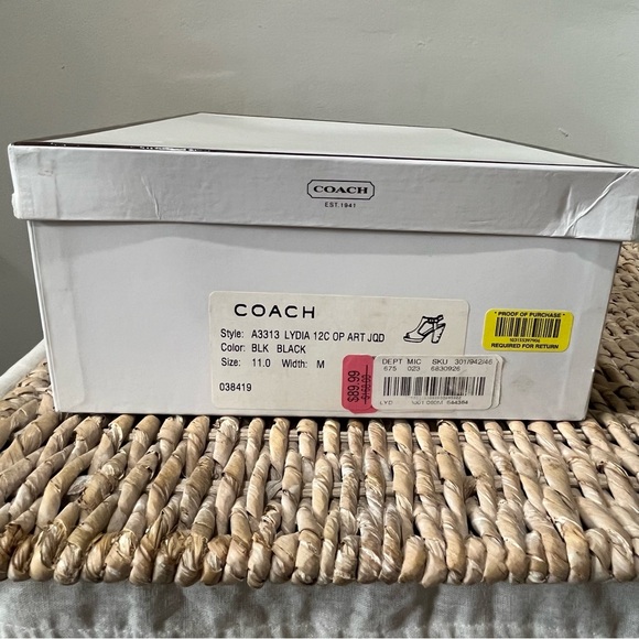 NEW Coach "Lydia" Signature "C" Logo Jacquard T Strap Heels size 11 M Black - Picture 8 of 8